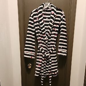 Kate Spade Black and White Striped Robe with Polka Dots. NWT XS/S
